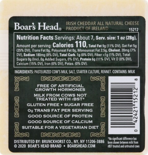 Boar’s Head Irish Cheddar Cheese Perspective: back