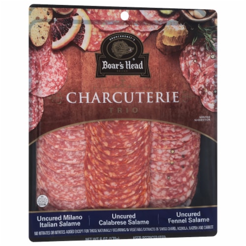 Boar's Head Charcuterie Trio: Milano Italian Salame, Fennel Salame, and Calabrese Salame Perspective: back