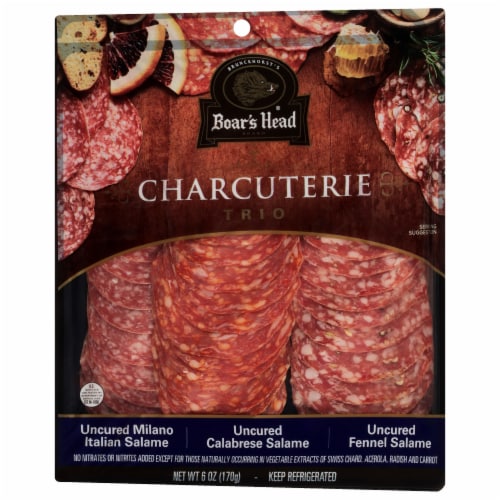Boar's Head Charcuterie Trio: Milano Italian Salame, Fennel Salame, and Calabrese Salame Perspective: back