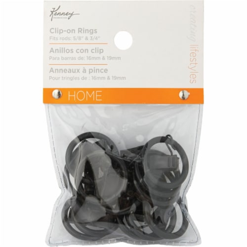 Kenney®  Clip Rings for 5/8" to 3/4" Diameter Curtain Rods - Black Perspective: back