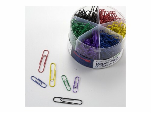 Officemate Plastic Coated Paper Clips Assorted Colors 300 Small Clips 150 Giant Clips 97227 Perspective: back