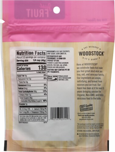 Woodstock Farms Sweetened Dried Cherries Perspective: back