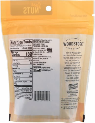 Woodstock Just Nuts Organic Raw Almonds Perspective: back