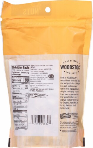 Woodstock Just Nuts Organic Dry Roasted & Unsalted Pistachios Perspective: back