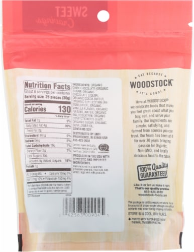 Woodstock Farms Organic Dark Chocolate Raisins Perspective: back