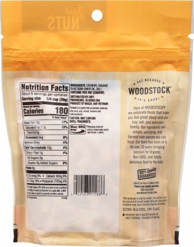 Woodstock® Roasted & Salted Whole Cashews Perspective: back