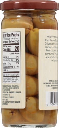 Woodstock® Organic Red Pepper Stuffed Green Olives Perspective: back