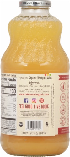 Lakewood Organic Pure Pineapple Juice Perspective: back
