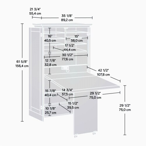 Sauder Harbor View ® Craft and Sewing Armoire with Table Perspective: back