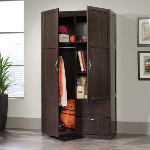 Sauder Select Engineered Wood Wardrobe Armoire in Cinnamon Cherry