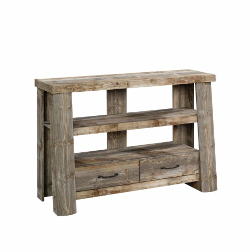 Sauder Boone Mountain Media Stand For TVs up to 47  in Rustic Cedar Perspective: back