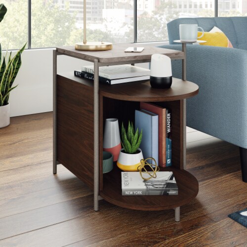 Sauder Radial End Table in Engineered Wood Umber wood finish 1