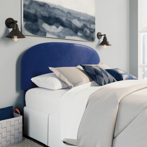 Sauder Cannery Bridge Queen Size Velvet Headboard in Dark Navy 1 Smith s Food and Drug