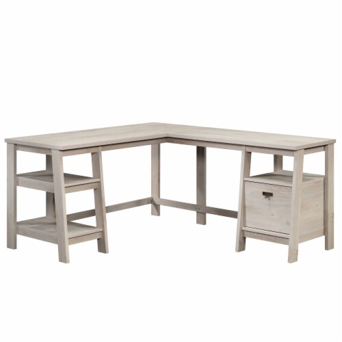 Sauder Trestle L Shaped Trestle Desk in Chalked Chestnut 1 Smith s Food and Drug