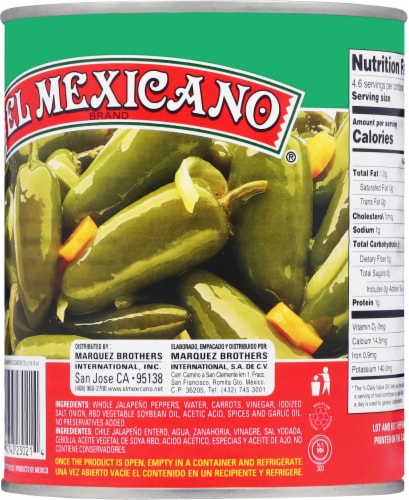 El Mexicano® Whole Jalapeno Peppers in Brine Perspective: back