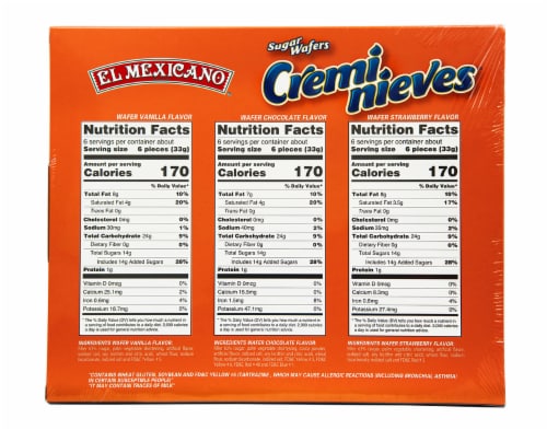 El Mexicano Creminieves Surtido Sugar Wafer Cookies Perspective: back