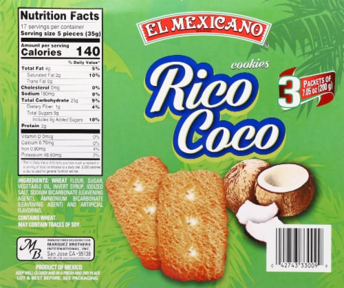 El Mexicano® Rico Coco Coconut Cookies Perspective: back