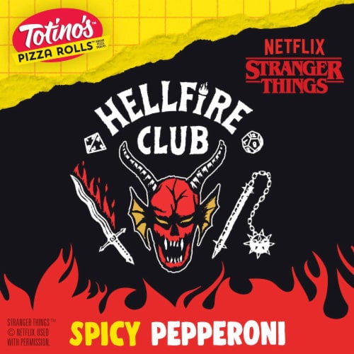 Totino's Pizza Rolls Hellfire Club Spicy Pepperoni Stranger Things Frozen Snacks Perspective: back