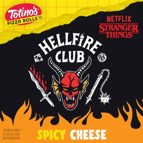 Totino's Pizza Rolls Hellfire Club Spicy Cheese Stranger Things Frozen Snacks Perspective: back