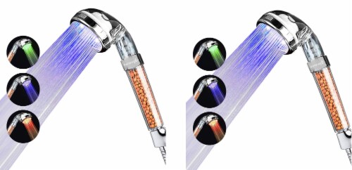 2-PACK Renewgoo LED Color-changing Shower Head High Pressure Filter with Lights Perspective: back