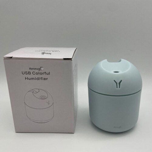 Renewgoo GOO2O Mini Humidifier Cool Mist Air Portable Quiet LED Night Light Blue Perspective: back