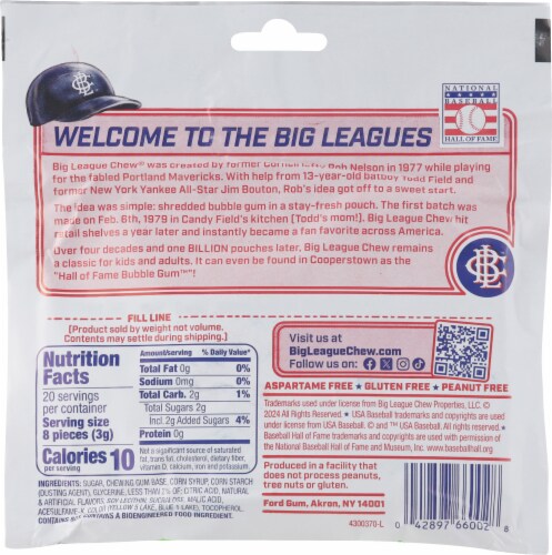 Big League Chew® Swingin' Sour Apple™ Bubble Gum Perspective: back