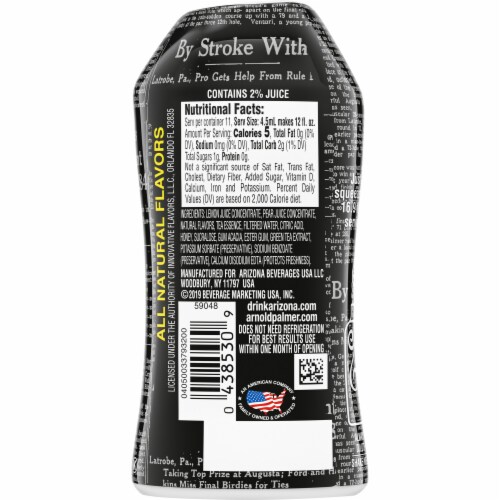 AriZona Arnold Palmer Half & Half Iced Tea Lemonade Naturally Flavored Liquid Water Enhancer, Bottle Perspective: back