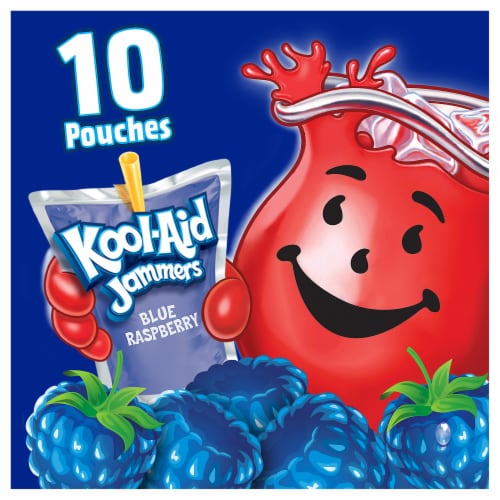 Kool Aid Jammers Blue Raspberry Kids Drink 0% Juice Box Pouches Perspective: back