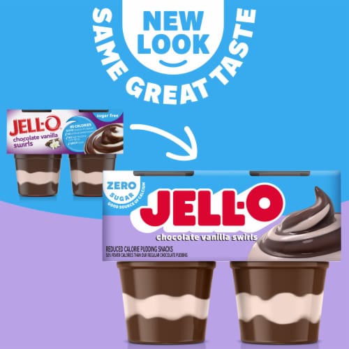 Jell-O Chocolate Vanilla Swirls Sugar Free Pudding Cups Snack Perspective: back