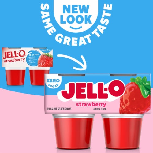 Jell-O Strawberry Sugar Free Jello Cups Gelatin Snack Perspective: back