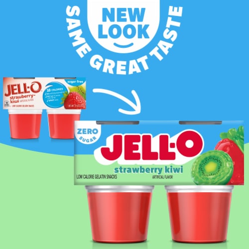 Jell-O Strawberry Kiwi Sugar Free Jello Cups Gelatin Snack Perspective: back