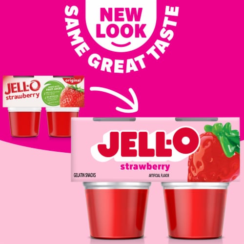 Jell-O Original Strawberry Jello Cups Gelatin Snack Perspective: back
