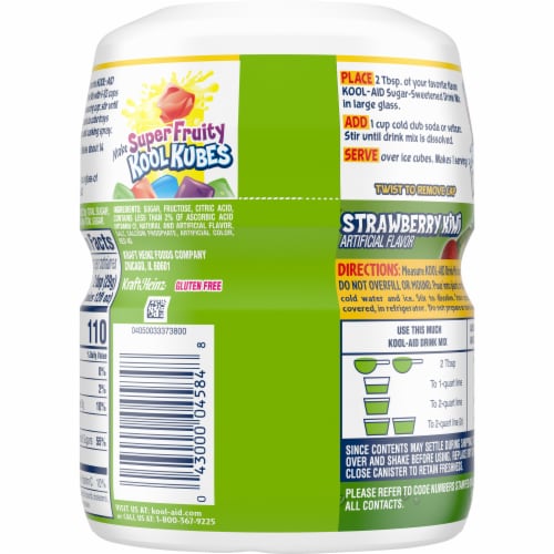 Kool-Aid Sugar-Sweetened Strawberry Kiwi Artificially Flavored Powdered Soft Drink Mix Perspective: back