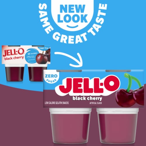 Jell-O Black Cherry Sugar Free Jello Cups Gelatin Snack, 4 ct - Ralphs
