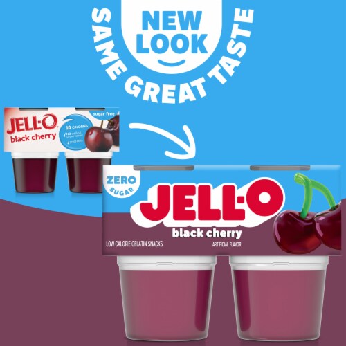 Jell-O Black Cherry Sugar Free Jello Cups Gelatin Snack Perspective: back