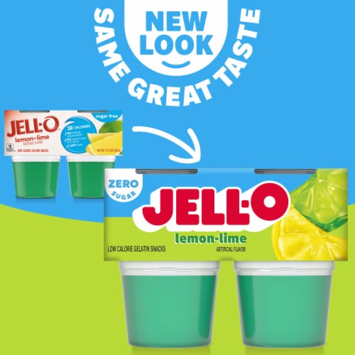 Jell-O Lemon-Lime Sugar Free Jello Cups Gelatin Snack Perspective: back