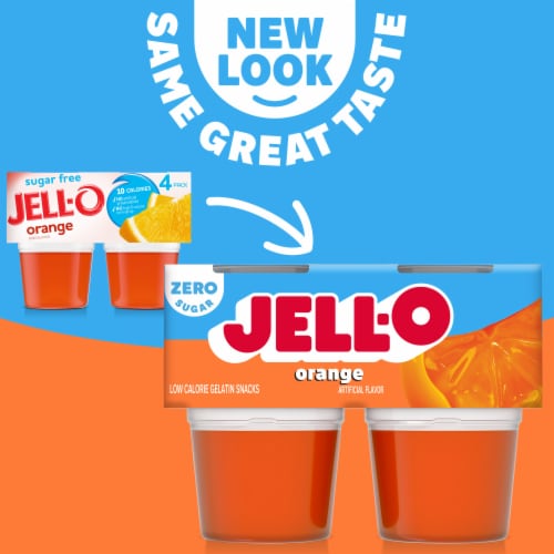 Jell-O Orange Sugar Free Jello Cups Gelatin Snack Perspective: back