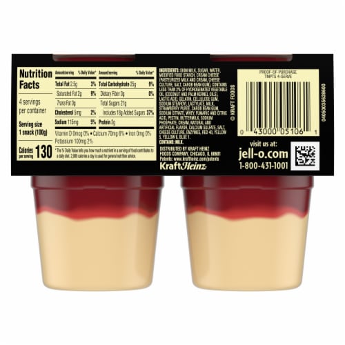 Jell-O Temptaions Strawberry Cheesecake Pudding Cups Snack Perspective: back