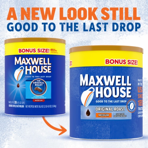 Maxwell House The Original Roast Medium Roast Ground Coffee Bonus Size, Canister Perspective: back