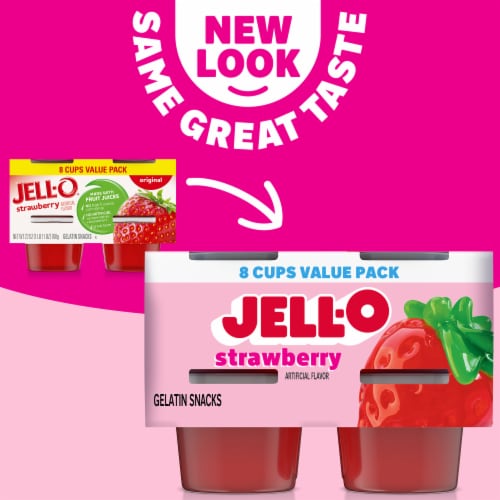 Jell-O Original Strawberry Jello Cups Gelatin Snack Value Pack Perspective: back