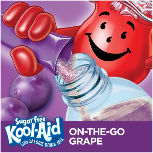 Kool Aid Zero Sugar Grape Purple Powdered Soft Drink Mix On the Go Packets Perspective: back