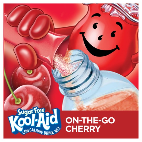 Kool Aid Zero Sugar Cherry Red Powdered Soft Drink Mix On the Go Packets Perspective: back