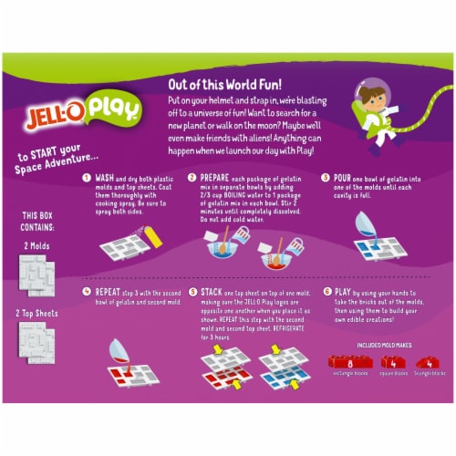 Jell-O Play Space Adventure Build & Eat Kit with Strawberry & Berry Blue Gelatin Mix Perspective: back
