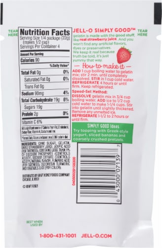 Jell-O Simply Good Strawberry Gelatin Mix Perspective: back