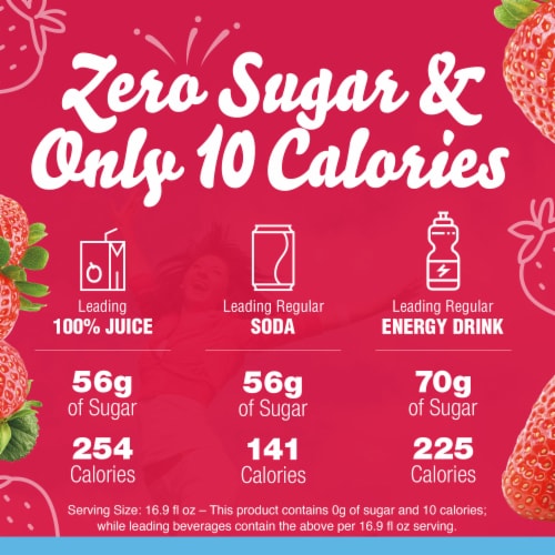 Crystal Light Zero Sugar Caffeinated Sugar Wild Strawberry Drink Mix Packets Perspective: back