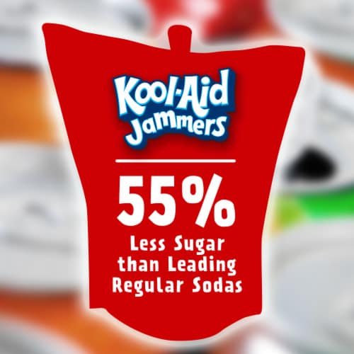 Kool Aid Jammers Variety Pack with Tropical Punch Grape & Cherry Kids Drink 0% Juice Box Pouches Perspective: back