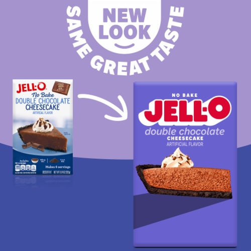 Jell-O No Bake Double Chocolate Cheesecake Dessert Kit with Filling Mix & Crust Mix Perspective: back