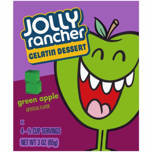 Jolly Rancher Green Apple Gelatin Dessert Mix, Box Perspective: back