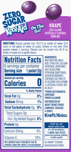 Kool-Aid Zero Sugar Grape Drink Mix Packets Perspective: back