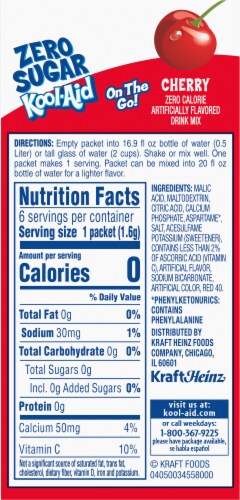 Kool-Aid Zero Sugar Cherry Drink Mix Packets Perspective: back